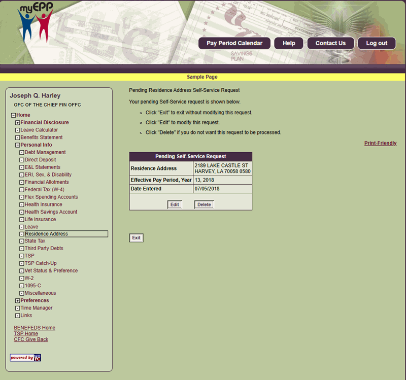 Enter Residence Address Self-Service Request Page Enter Residence Address Self-Service Request Page